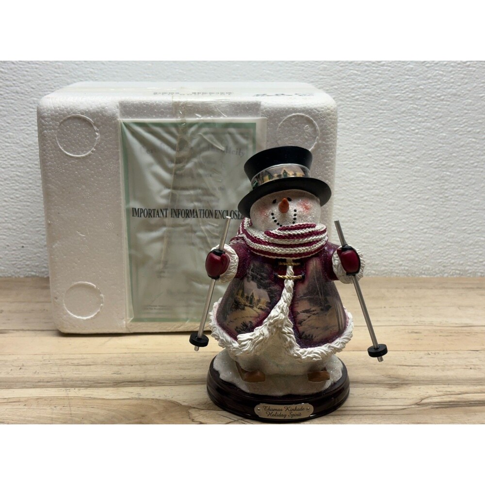 2004 Thomas Kinkade Holiday Spirit Snowman Bradford Collection 7" Tall